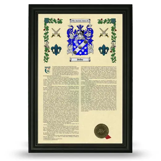 Defoy Armorial History Framed - Black