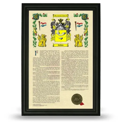 Defries Armorial History Framed - Black