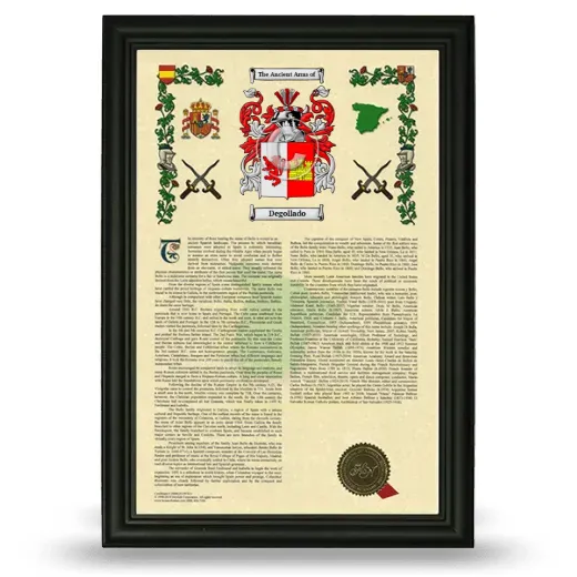 Degollado Armorial History Framed - Black