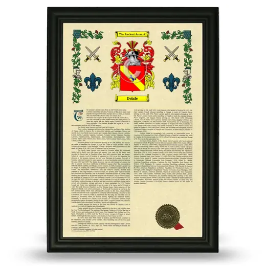 Delafe Armorial History Framed - Black