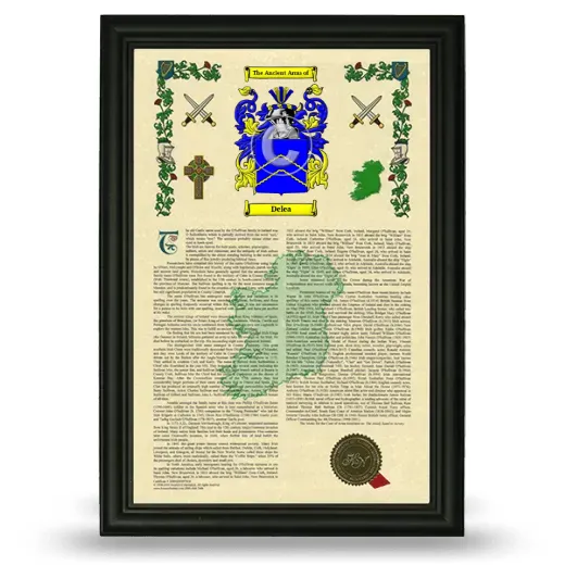 Delea Armorial History Framed - Black