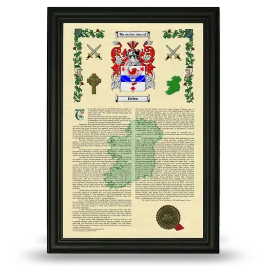 Delen Armorial History Framed - Black