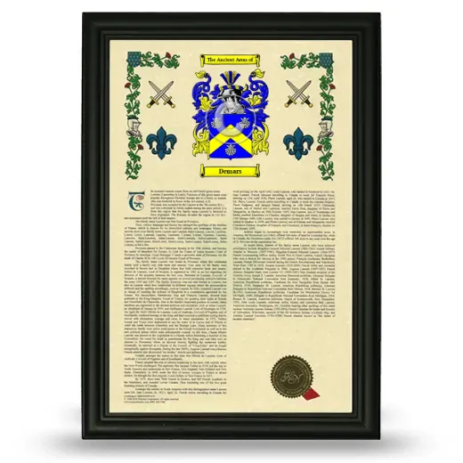 Demars Armorial History Framed - Black