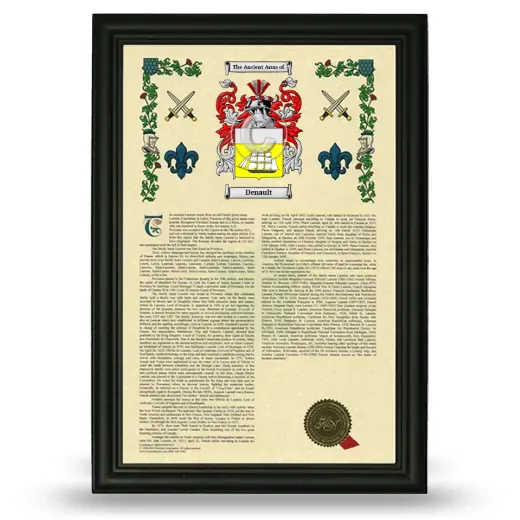 Denault Armorial History Framed - Black