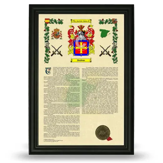 Derivas Armorial History Framed - Black