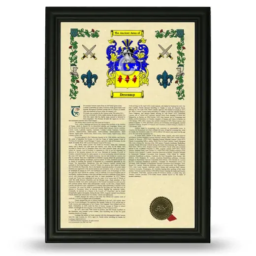 Descamp Armorial History Framed - Black