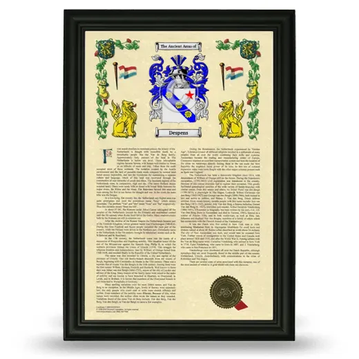 Despens Armorial History Framed - Black