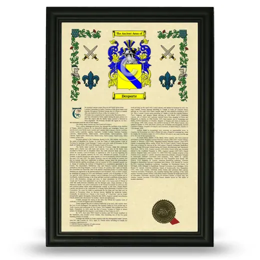 Desporte Armorial History Framed - Black