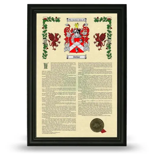 Dether Armorial History Framed - Black