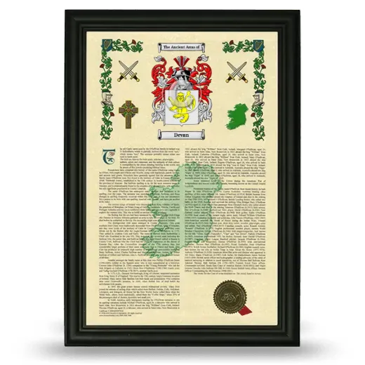 Devan Armorial History Framed - Black