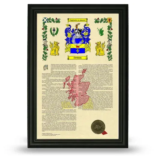 Devison Armorial History Framed - Black