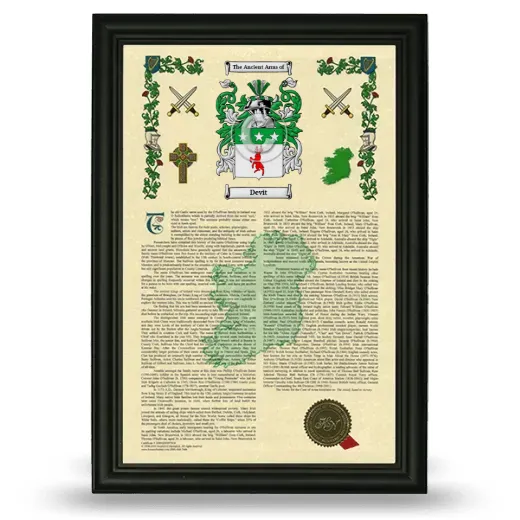 Devit Armorial History Framed - Black