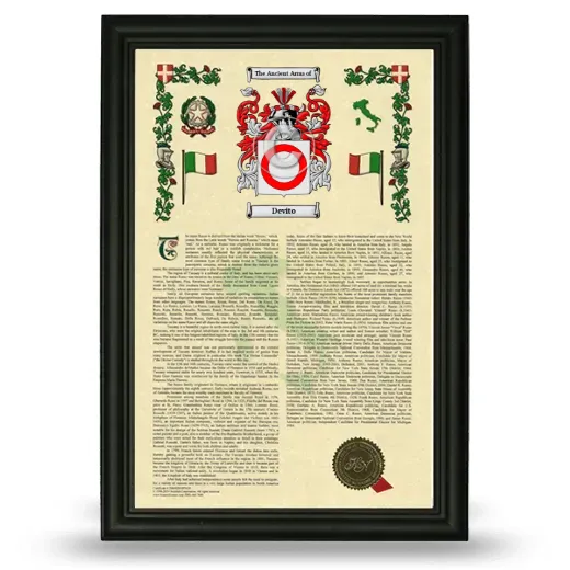 Devito Armorial History Framed - Black