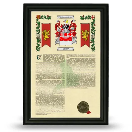 Devrey Armorial History Framed - Black