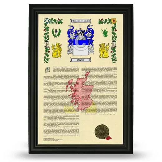 Dewer Armorial History Framed - Black