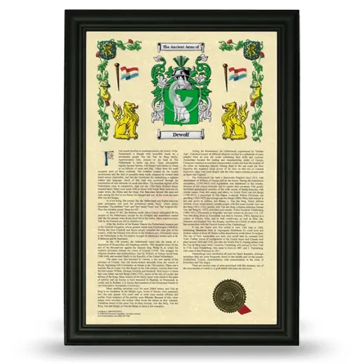 Dewolf Armorial History Framed - Black