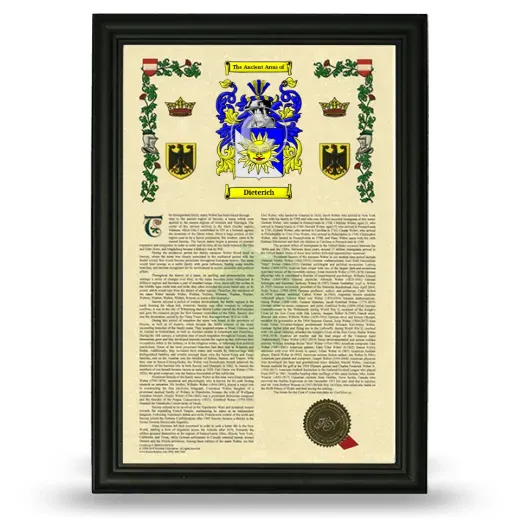 Dieterich Armorial History Framed - Black