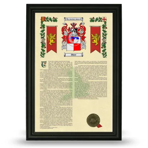 Diner Armorial History Framed - Black