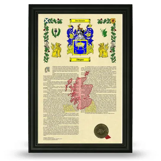 Dingus Armorial History Framed - Black