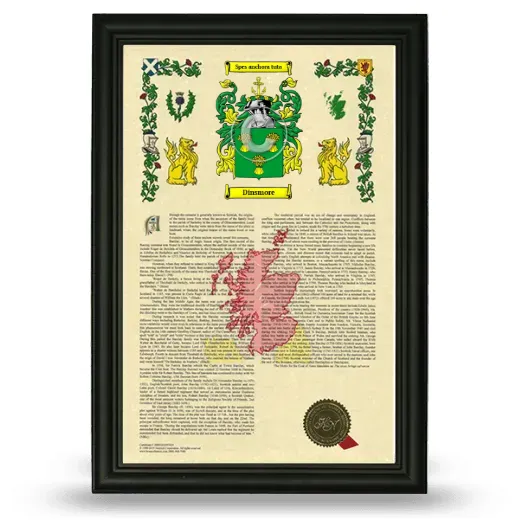 Dinsmore Armorial History Framed - Black