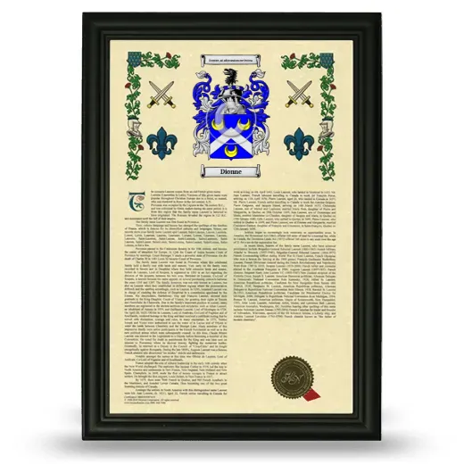 Dionne Armorial History Framed - Black