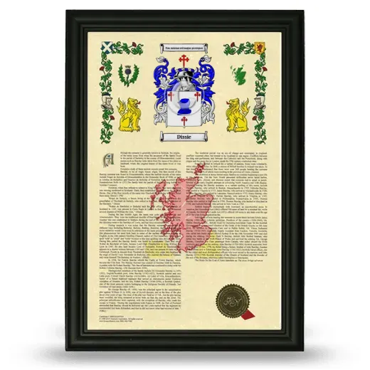 Dissie Armorial History Framed - Black