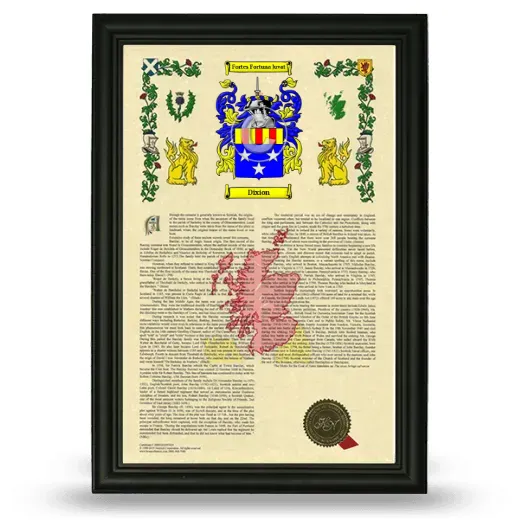 Dixion Armorial History Framed - Black