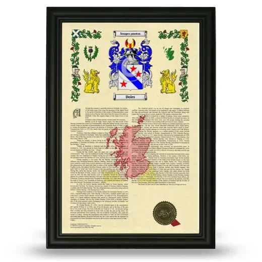 Doles Armorial History Framed - Black