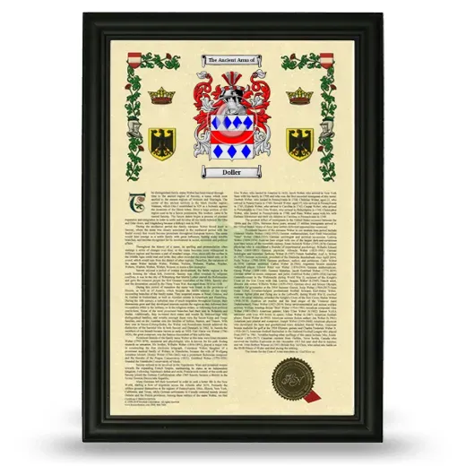 Doller Armorial History Framed - Black