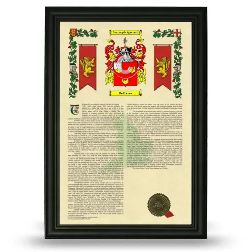 Dollison Armorial History Framed - Black