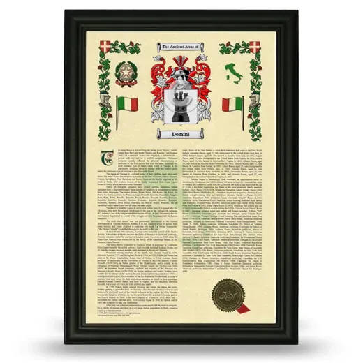 Domini Armorial History Framed - Black