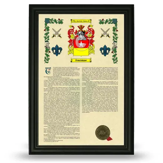 Dominique Armorial History Framed - Black