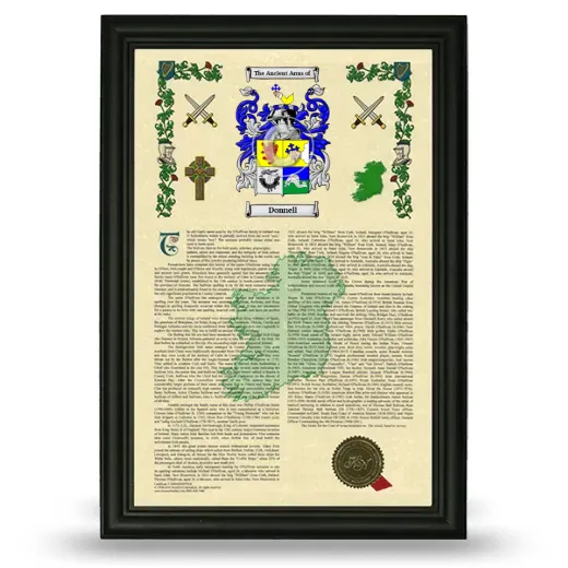 Donnell Armorial History Framed - Black