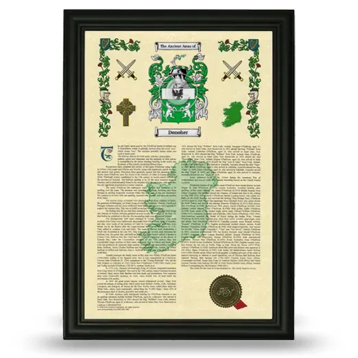Donoher Armorial History Framed - Black