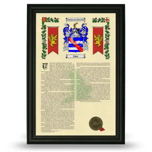 Dons Armorial History Framed - Black