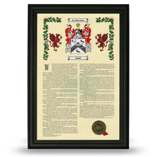 Dood Armorial History Framed - Black