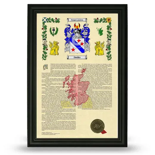 Doolas Armorial History Framed - Black