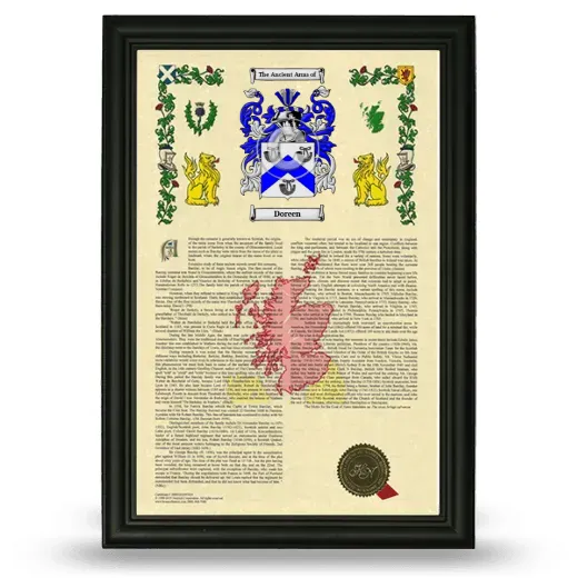 Doreen Armorial History Framed - Black