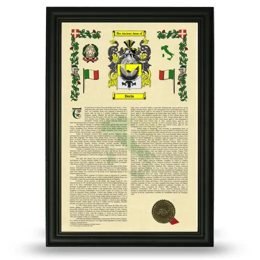 Doria Armorial History Framed - Black