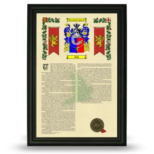 Dors Armorial History Framed - Black
