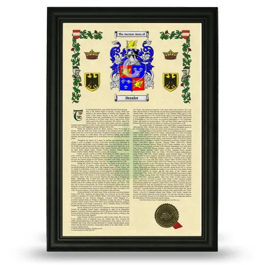 Draxler Armorial History Framed - Black