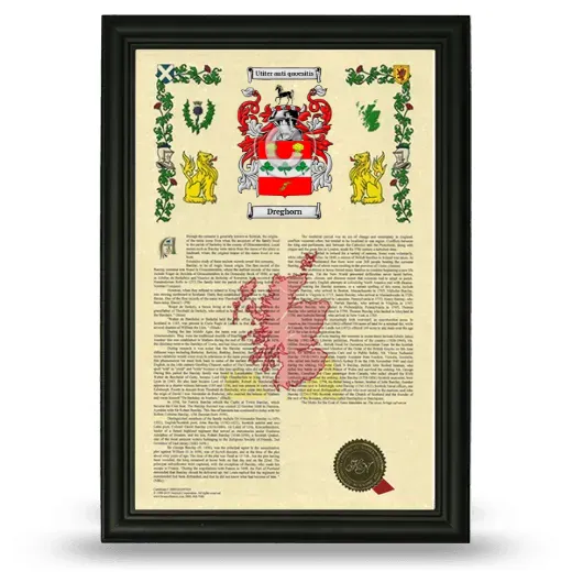 Dreghorn Armorial History Framed - Black