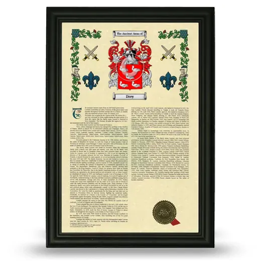 Drey Armorial History Framed - Black