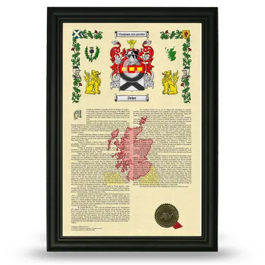 Drier Armorial History Framed - Black