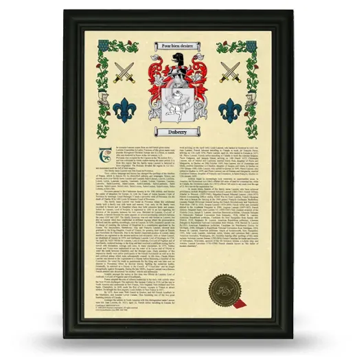 Duberry Armorial History Framed - Black