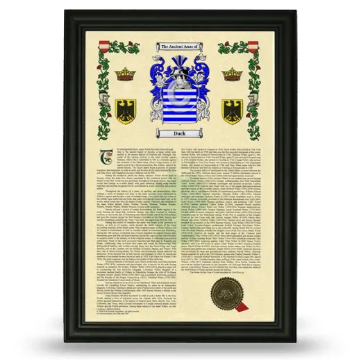 Duck Armorial History Framed - Black