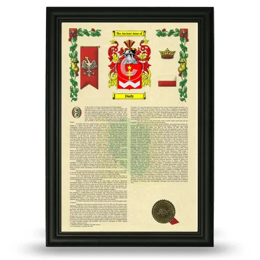 Dudy Armorial History Framed - Black