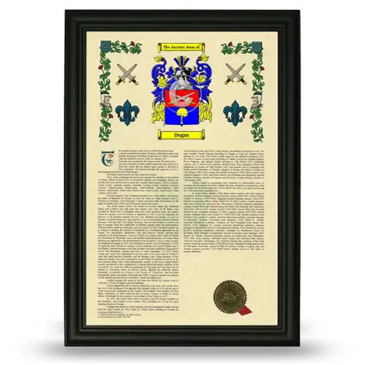 Dugas Armorial History Framed - Black