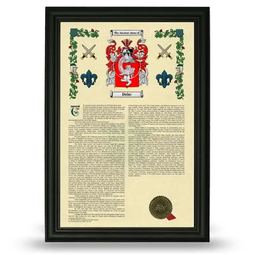 Dulac Armorial History Framed - Black
