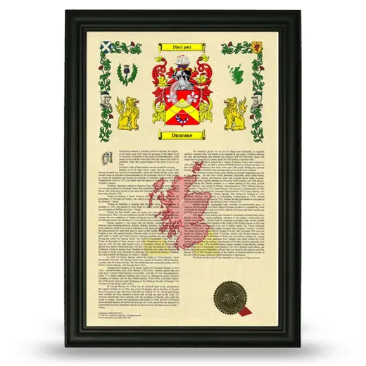Duncane Armorial History Framed - Black